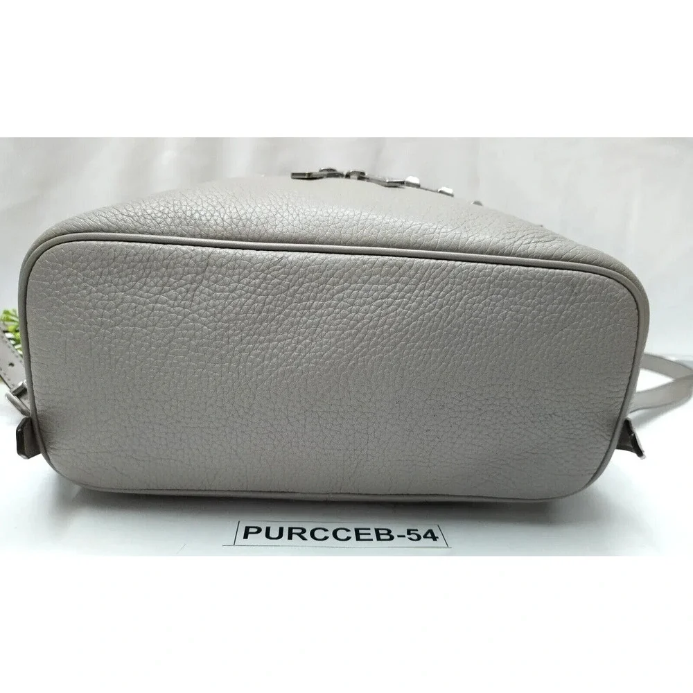 Michael Kors Kenly Pear Gray Pebbled Leather Studded Zip Pocket Backpack - $368